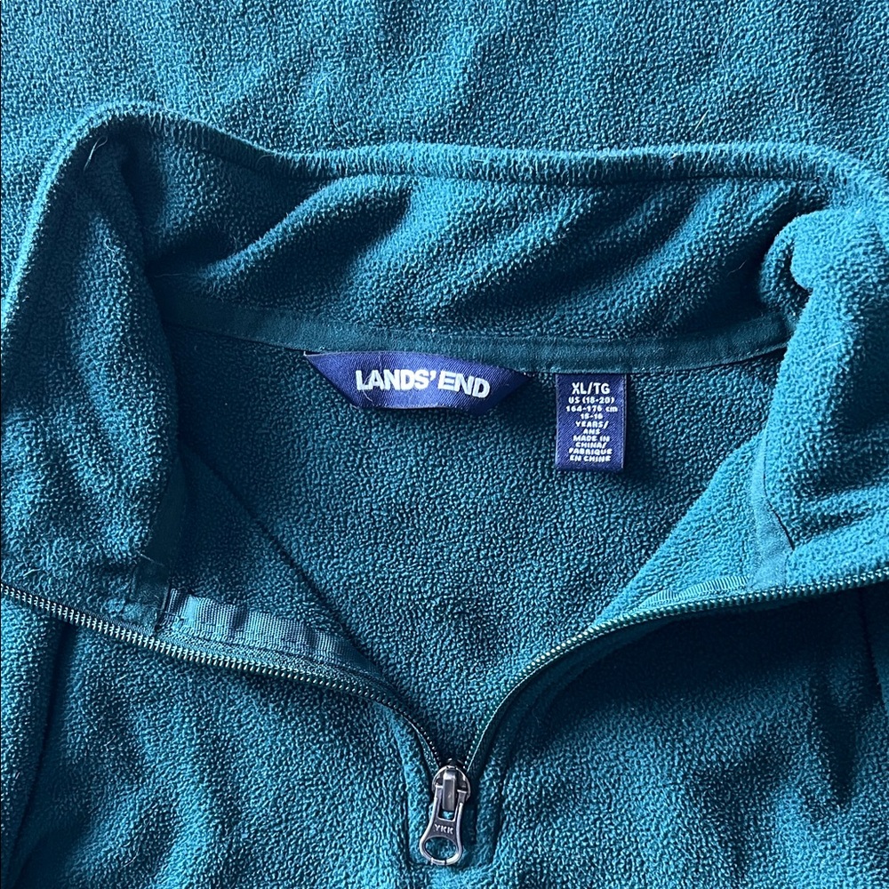 Lands' End green Fleece 1/4 zip